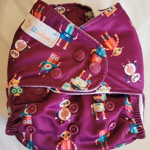 Burgundy Robot Cloth Diaper